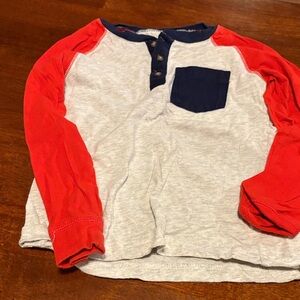 Carter's Red and Gray Long Sleeve Tee with Blue Pocket